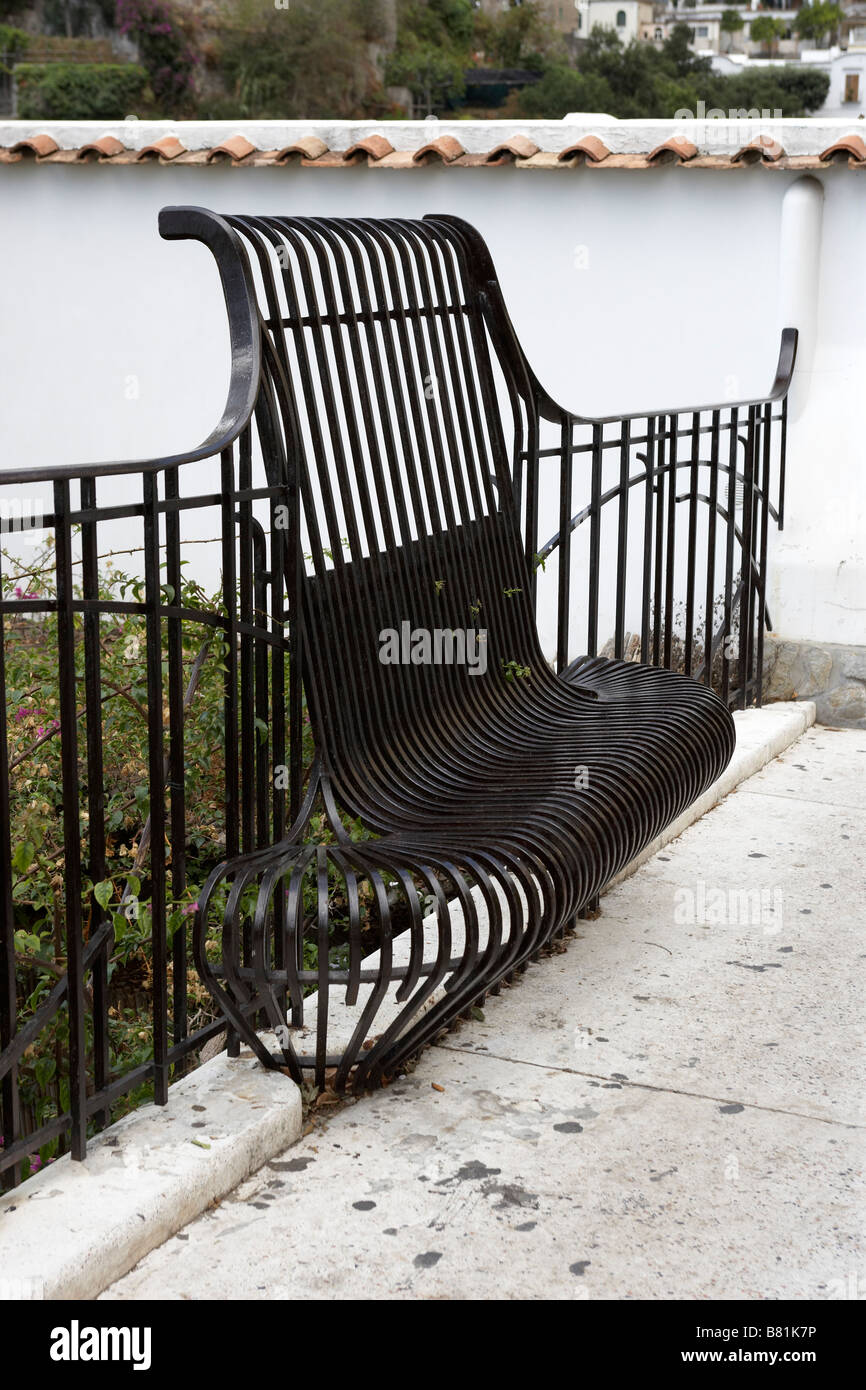 Wrought Iron Bench Seat And Fence Positano Amalfi Coast Stock