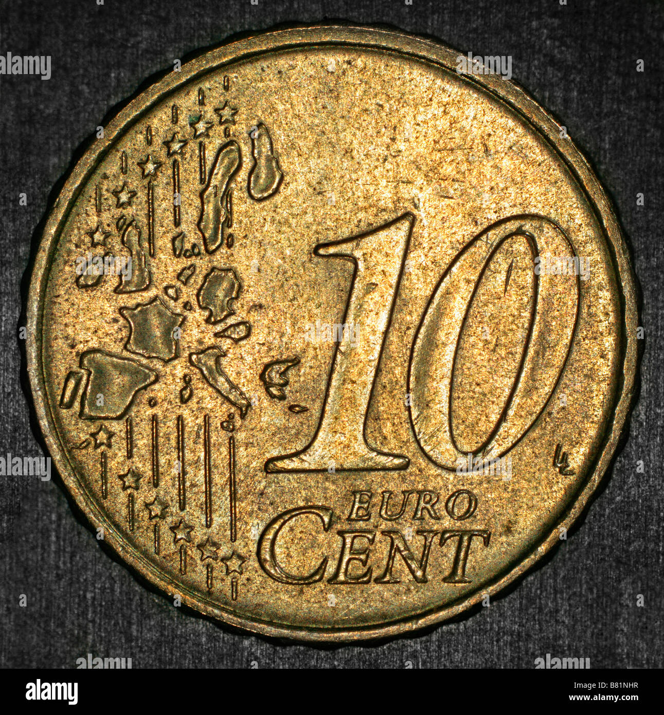 Ten Euro cents coin axial illumination Stock Photo