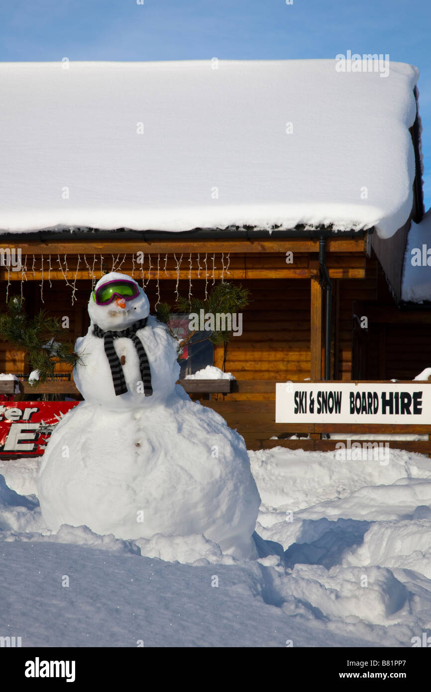 Snowman Advertising Ski Snow Board Hire At The Log Cabin