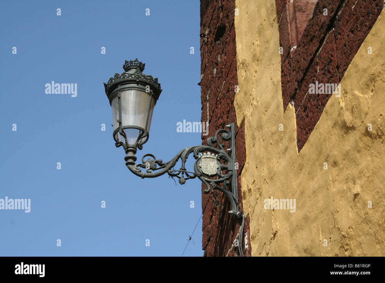Traditional Lamppost in UNESCO World Heritage Listed Town of La Laguna in Tenerife, Spain Stock Photo