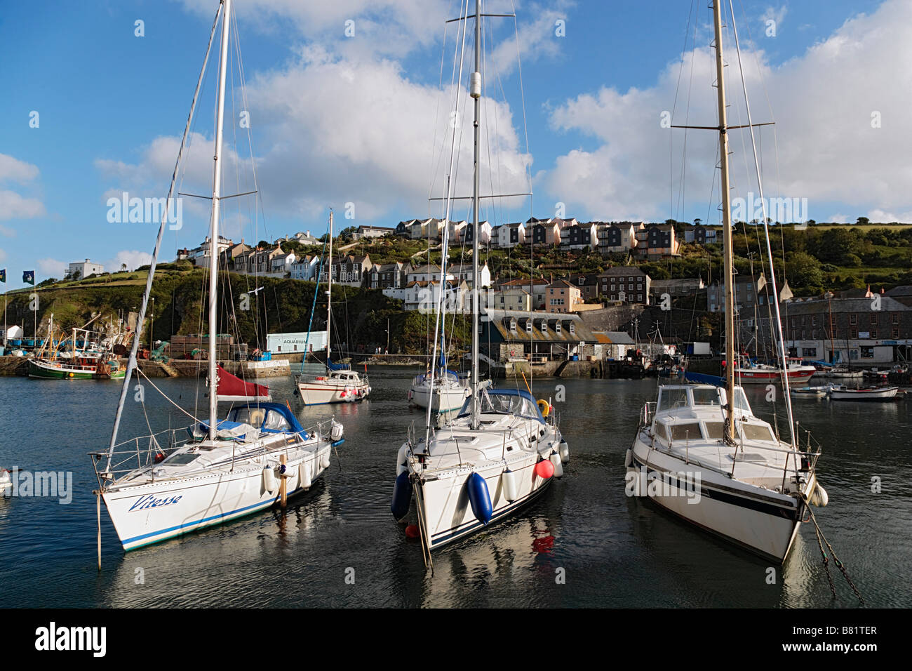 Sailing boats in harbor Mevagissey Cornwall England United Kingdom Stock Photo