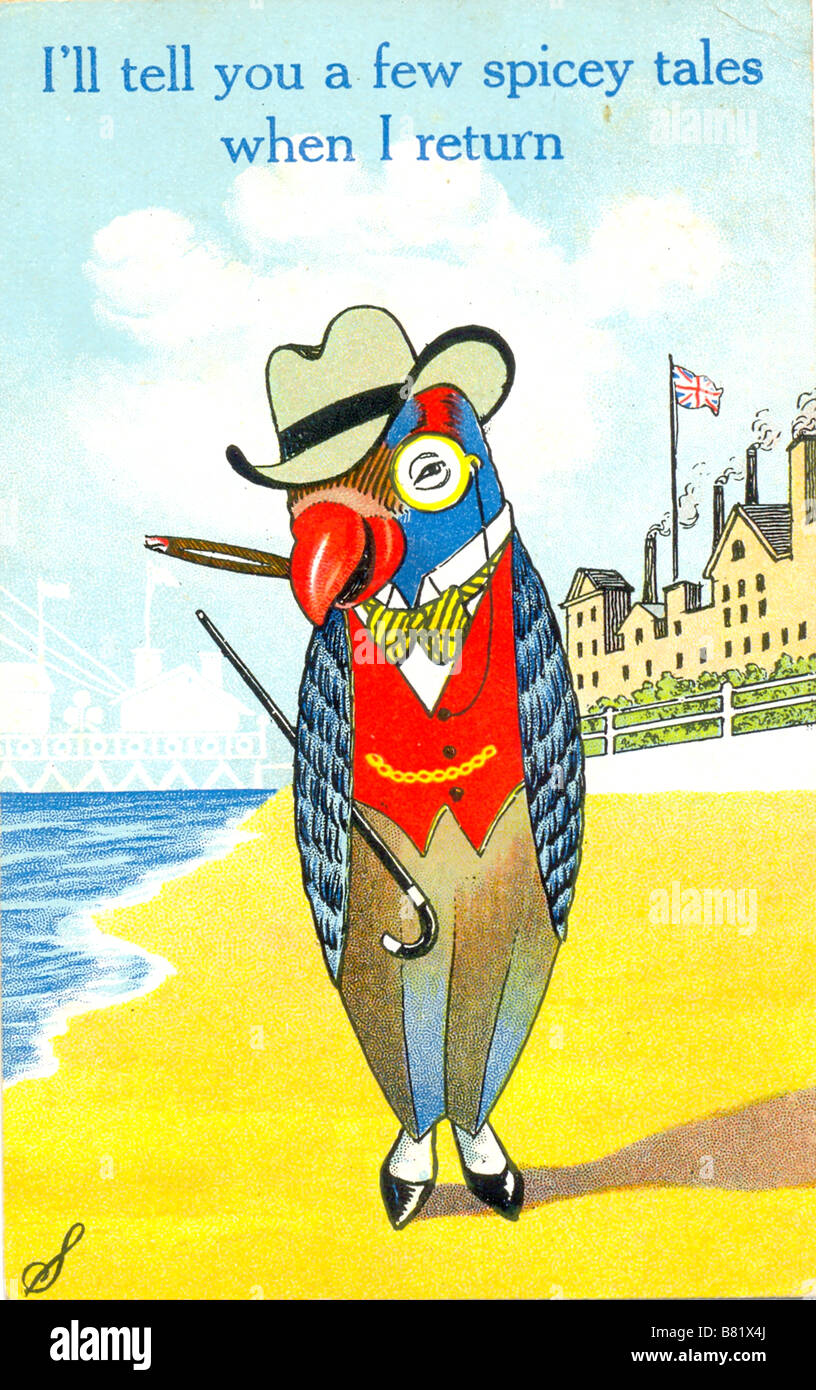 Saucy seaside postcard postally used 1929 Stock Photo