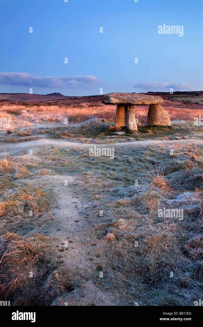 lanyon quoit in frost cornwall winter Stock Photo