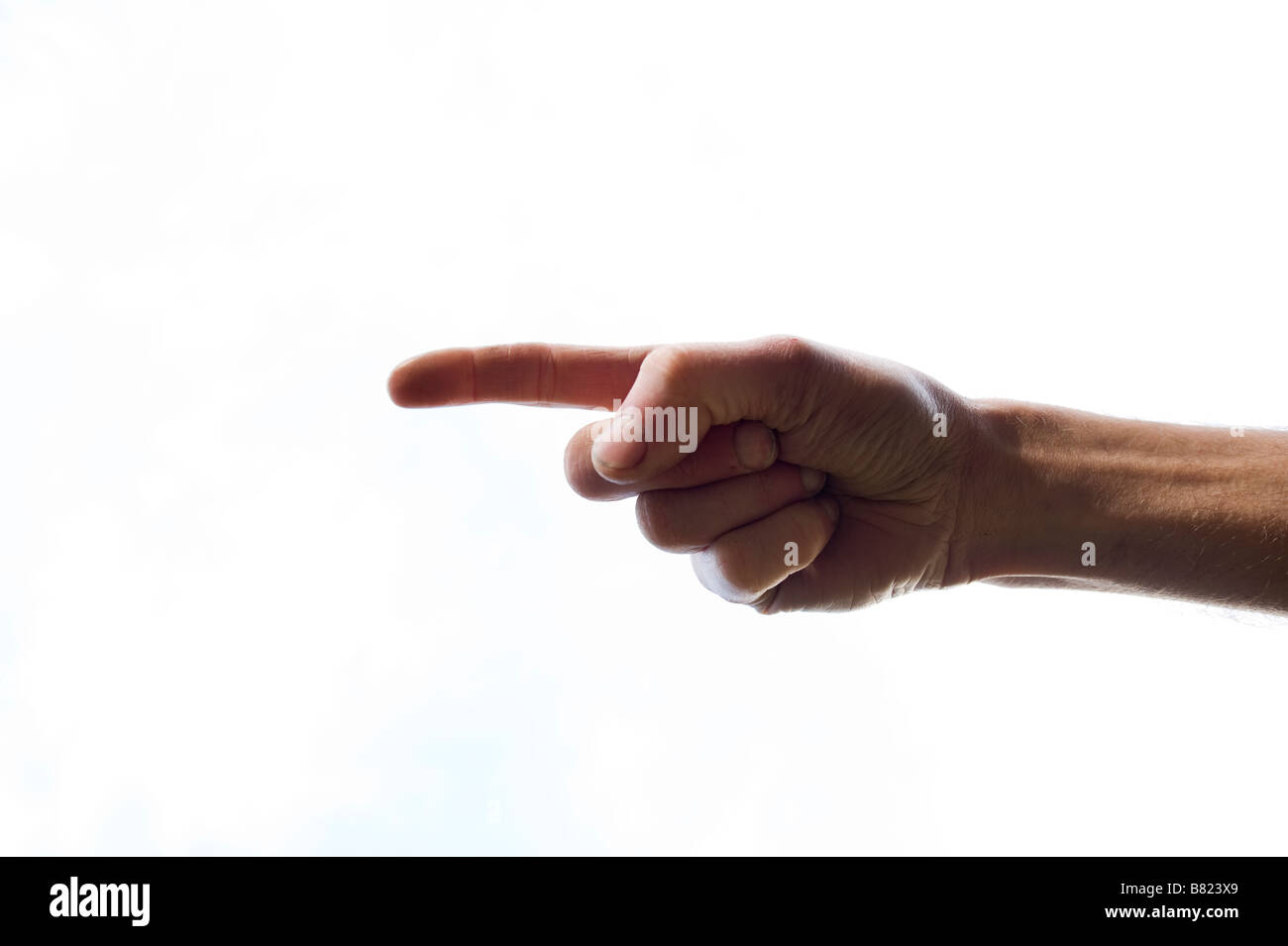 finger pointing direction Stock Photo