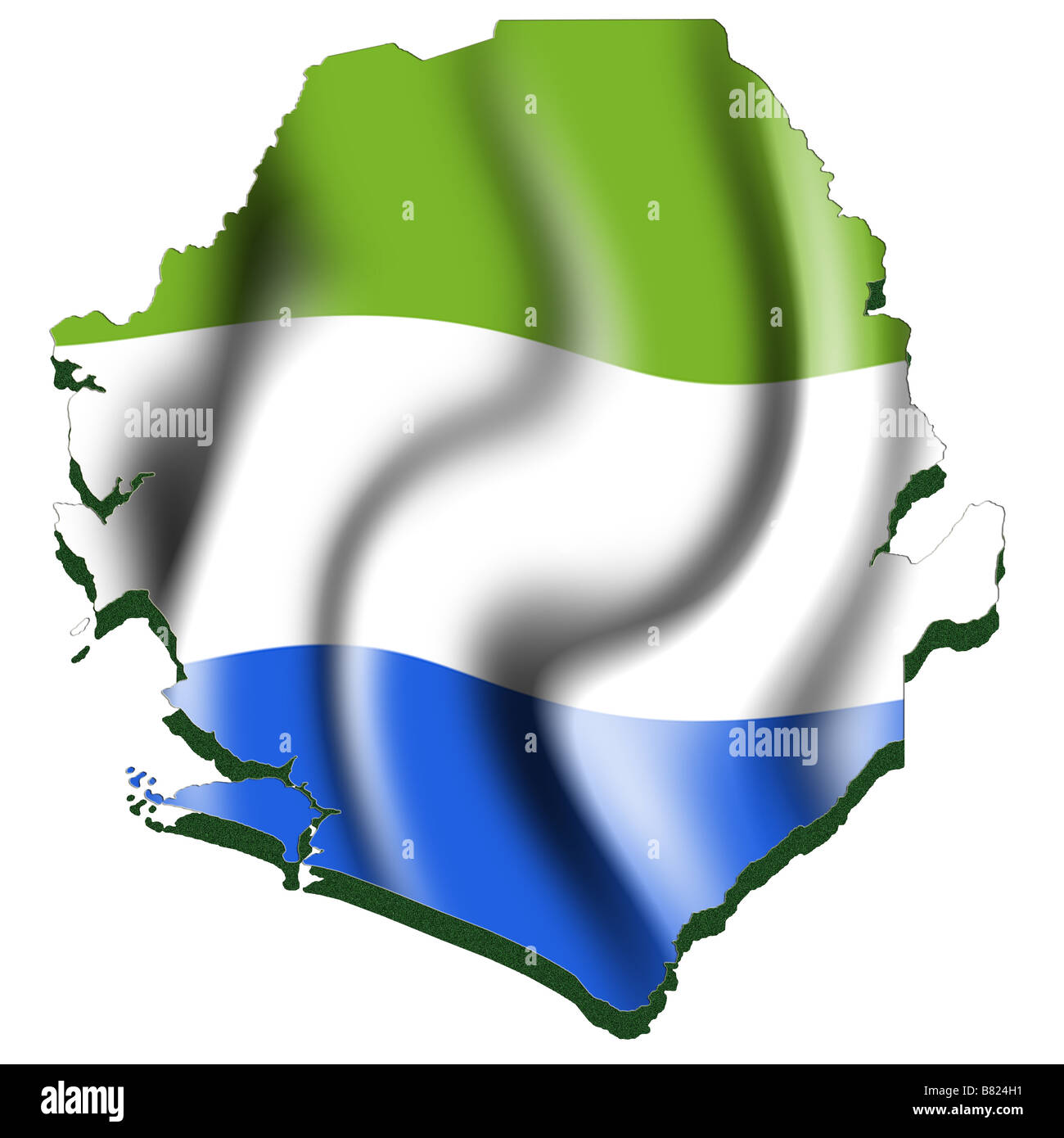 Outline map and flag of Sierra Leone Stock Photo - Alamy