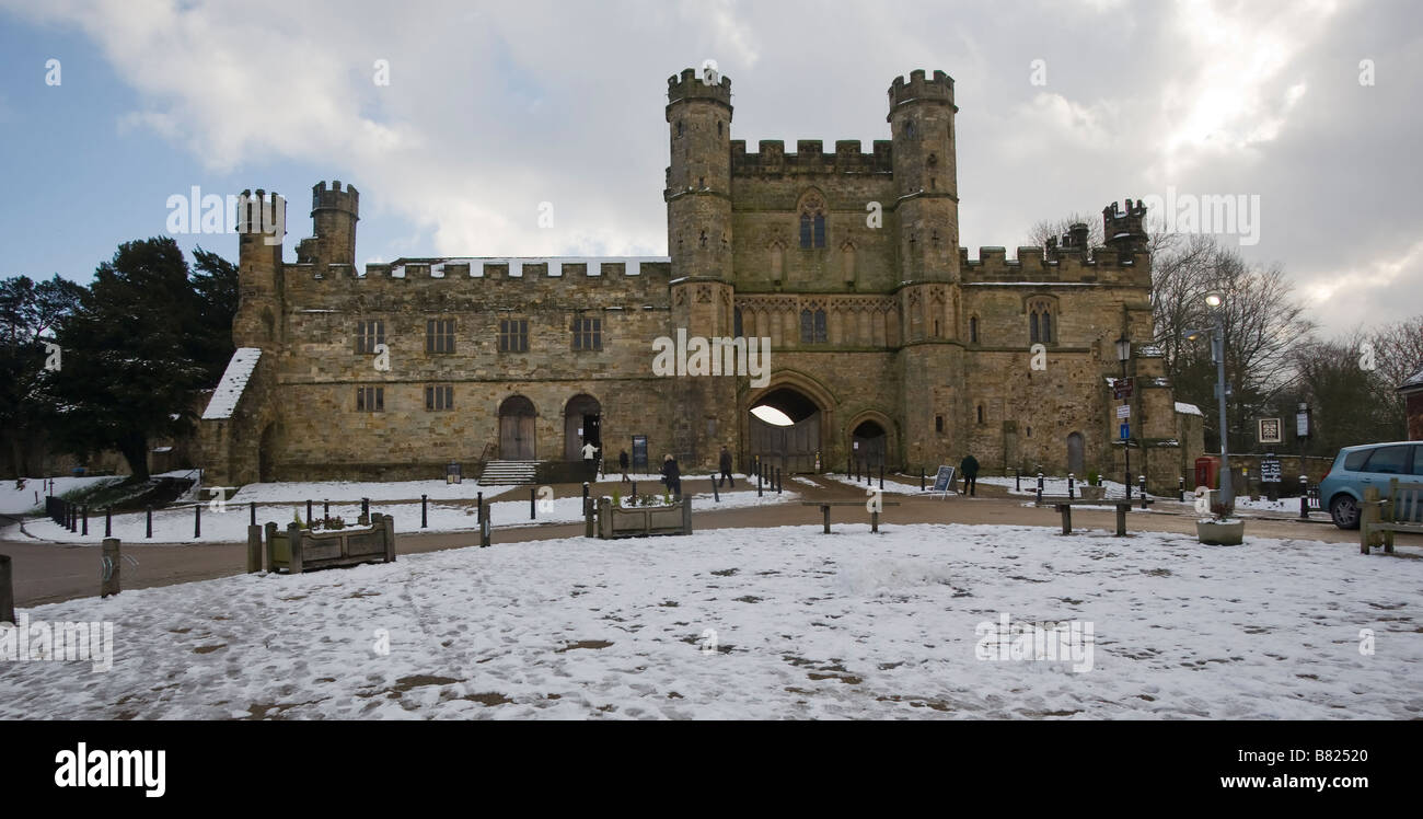 Winter with snow, Battle Abbey, Battle, East Sussex, England,GB UK Stock Photo