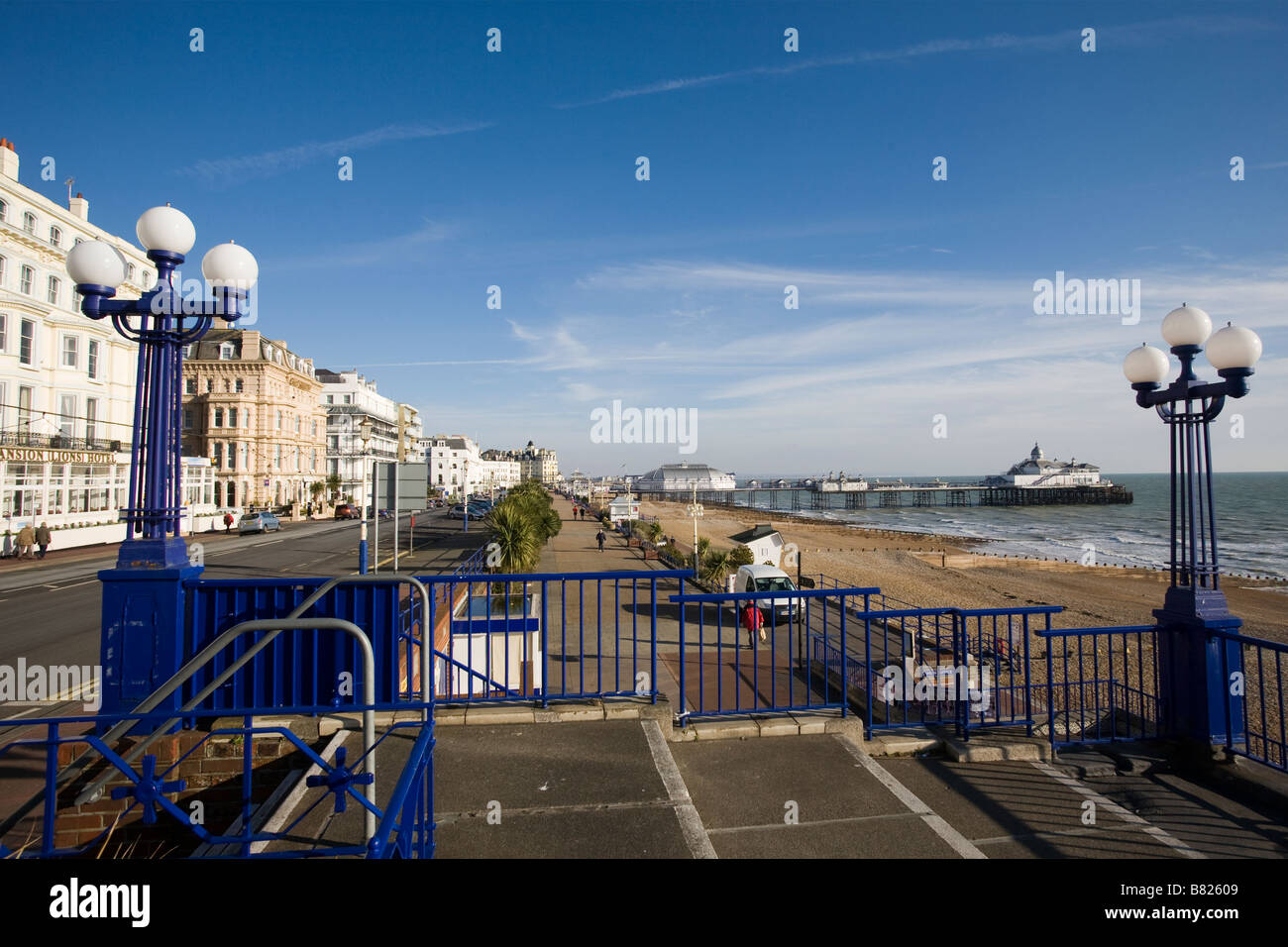 The Promonade and Eastbourne Pier in East Sussex GB UK Stock Photo