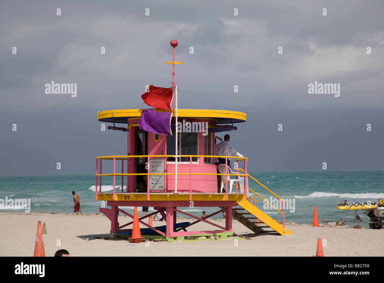 Beach Rescue Hut on South Beach Miami Florida USA Stock Photo - Alamy