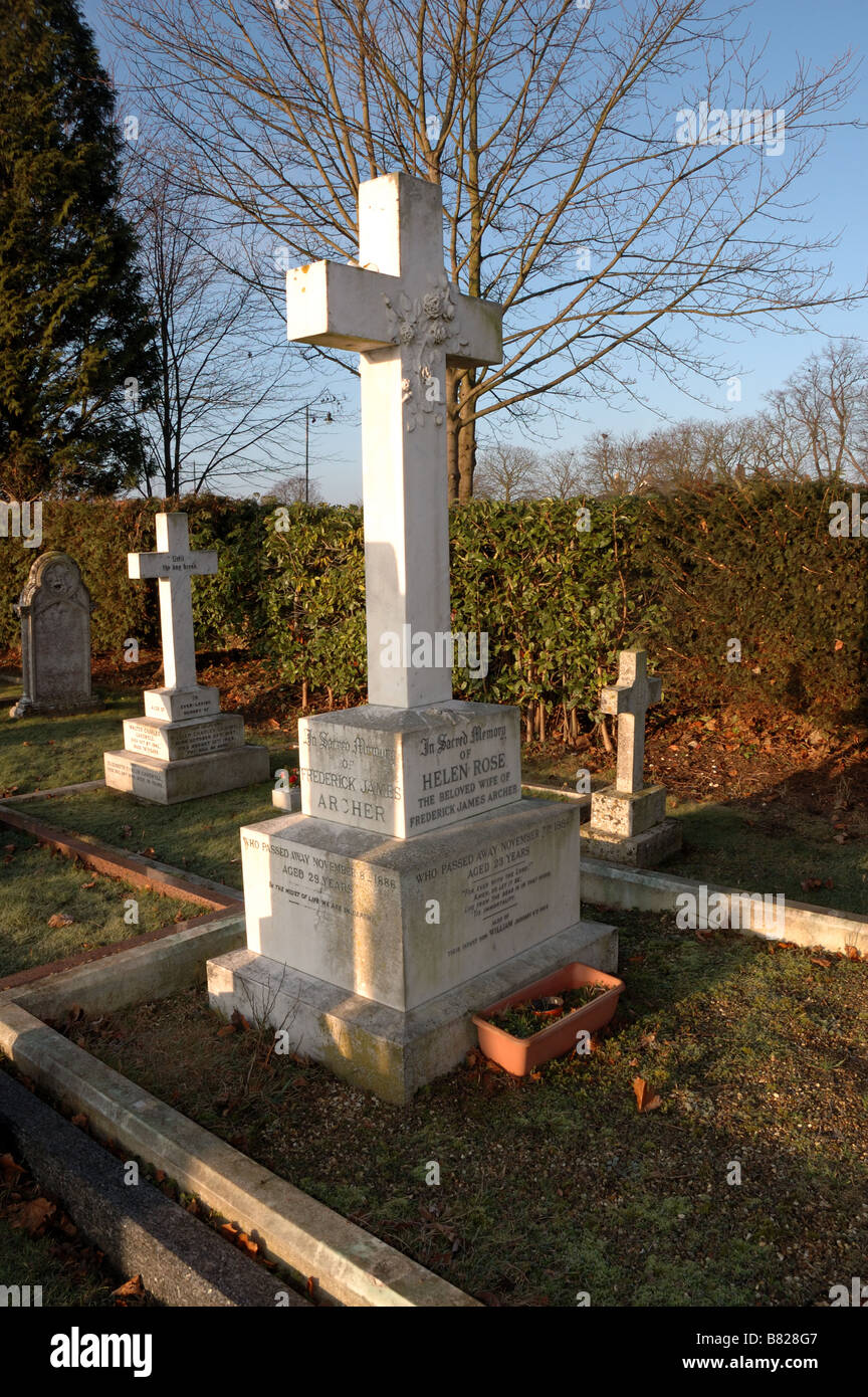 Grave of champion jockey Fred Archer in Newmarket cemetery, Suffolk, UK Stock Photo