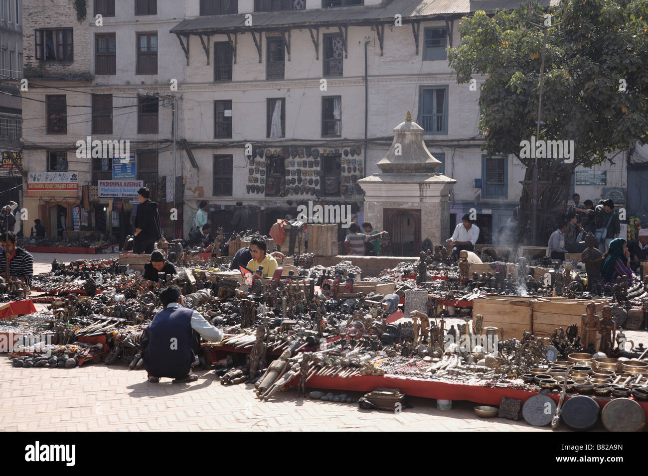 Market stalls in Durbar Square World Heratige Site Stock Photo