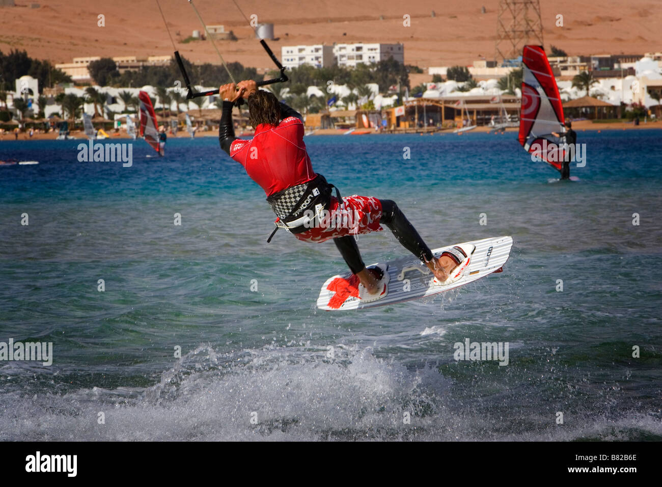 Windsurfing and kiteboarding in the sea, Dahab,Egypt Stock Photo Alamy