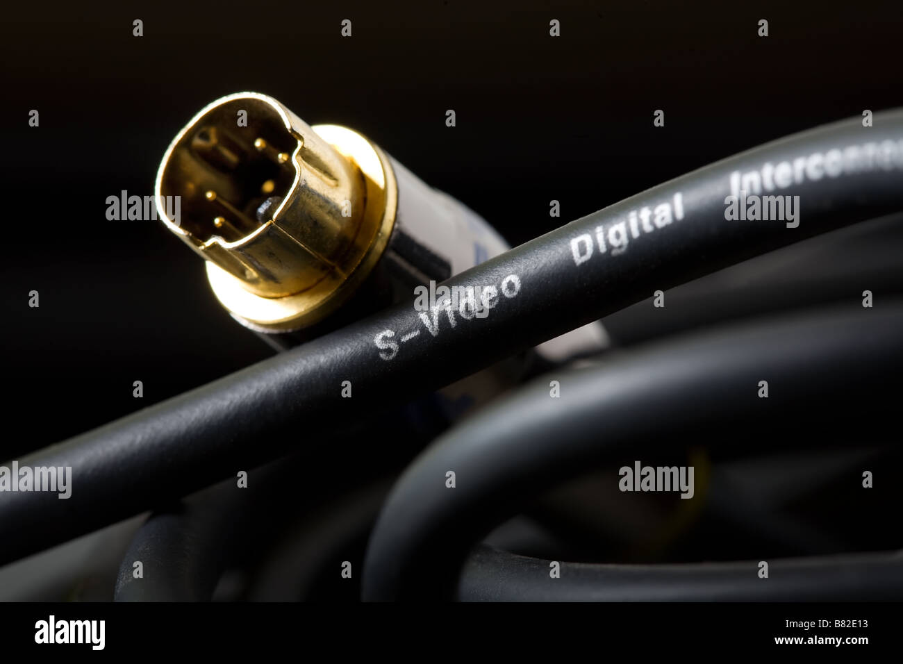 S-video cable with gold plated male connectors Stock Photo