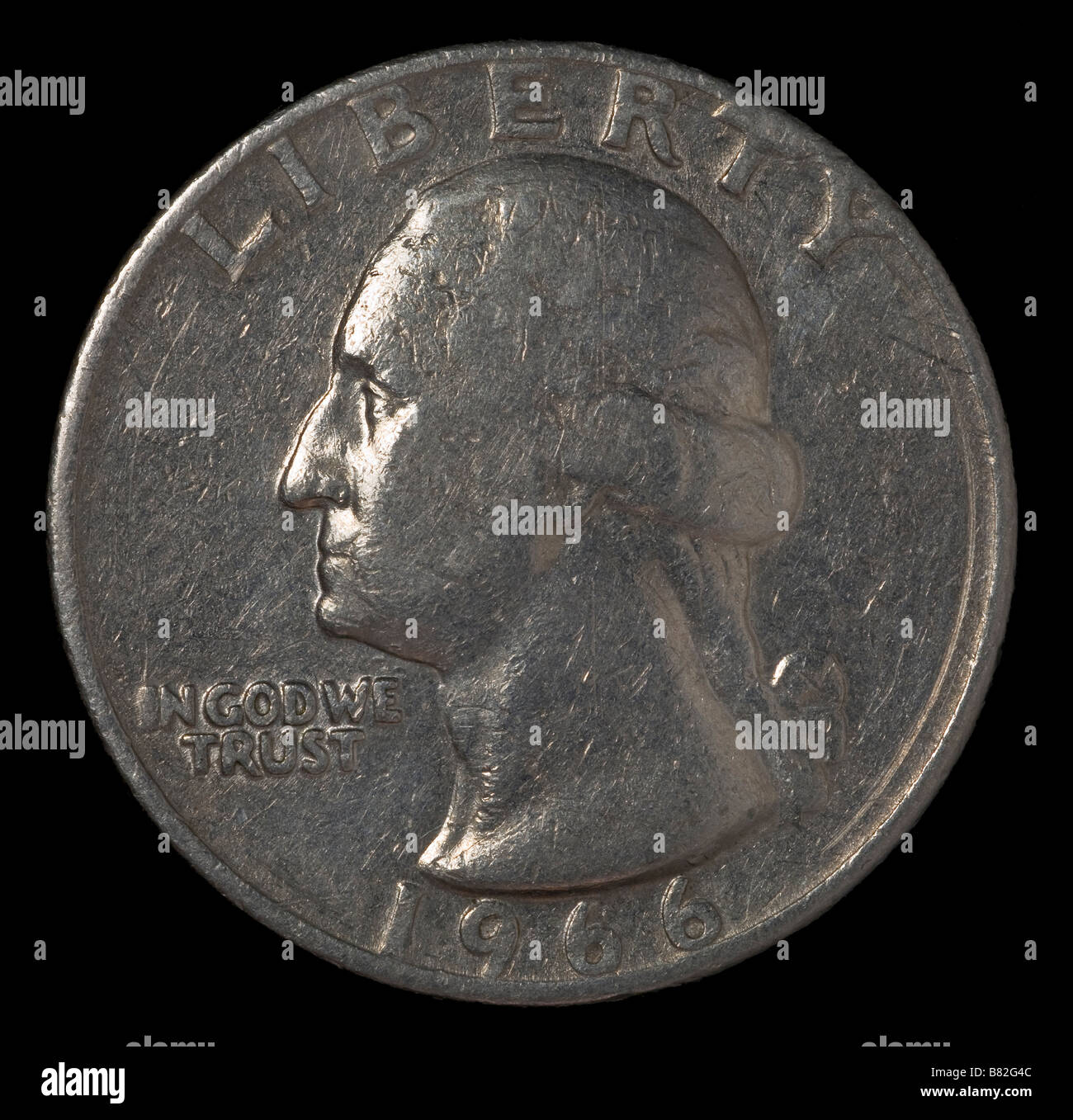 USA quarter 25 cents coin with George Washington profile Stock Photo
