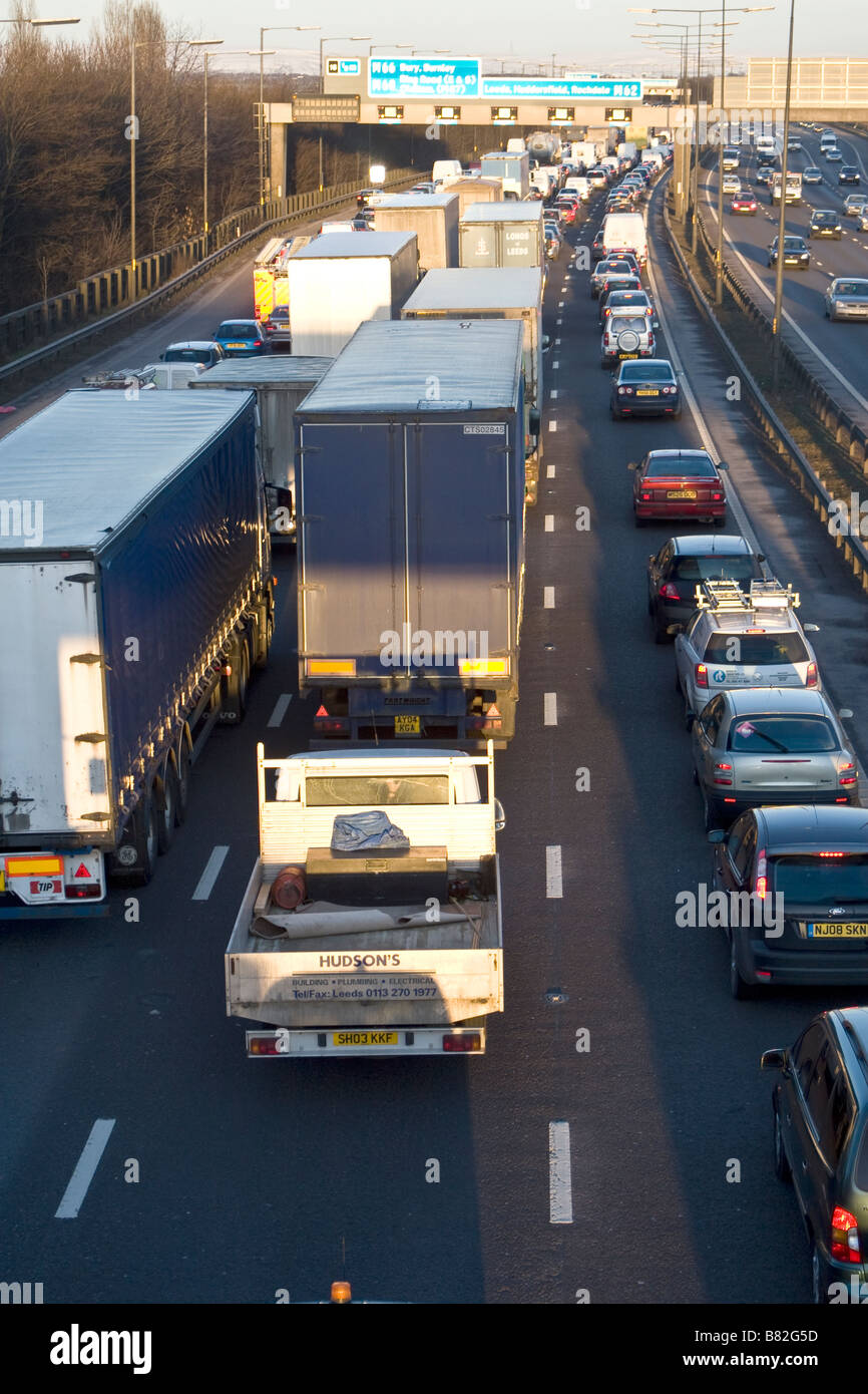 Evening traffic, M62/M60 north Manchester. UK Stock Photo