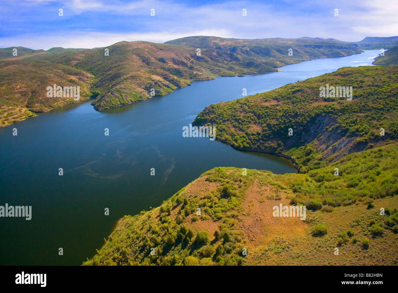 Aerial view of Jordanelle Reservoir in the Heber Valley area of northern Utah USA Stock Photo