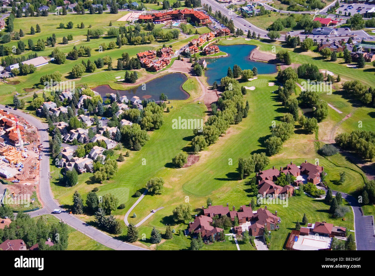 Aerial view of the the Park City Golf Course a year round resort and recreation center in the Wasatch Mountains of northern Utah Stock Photo