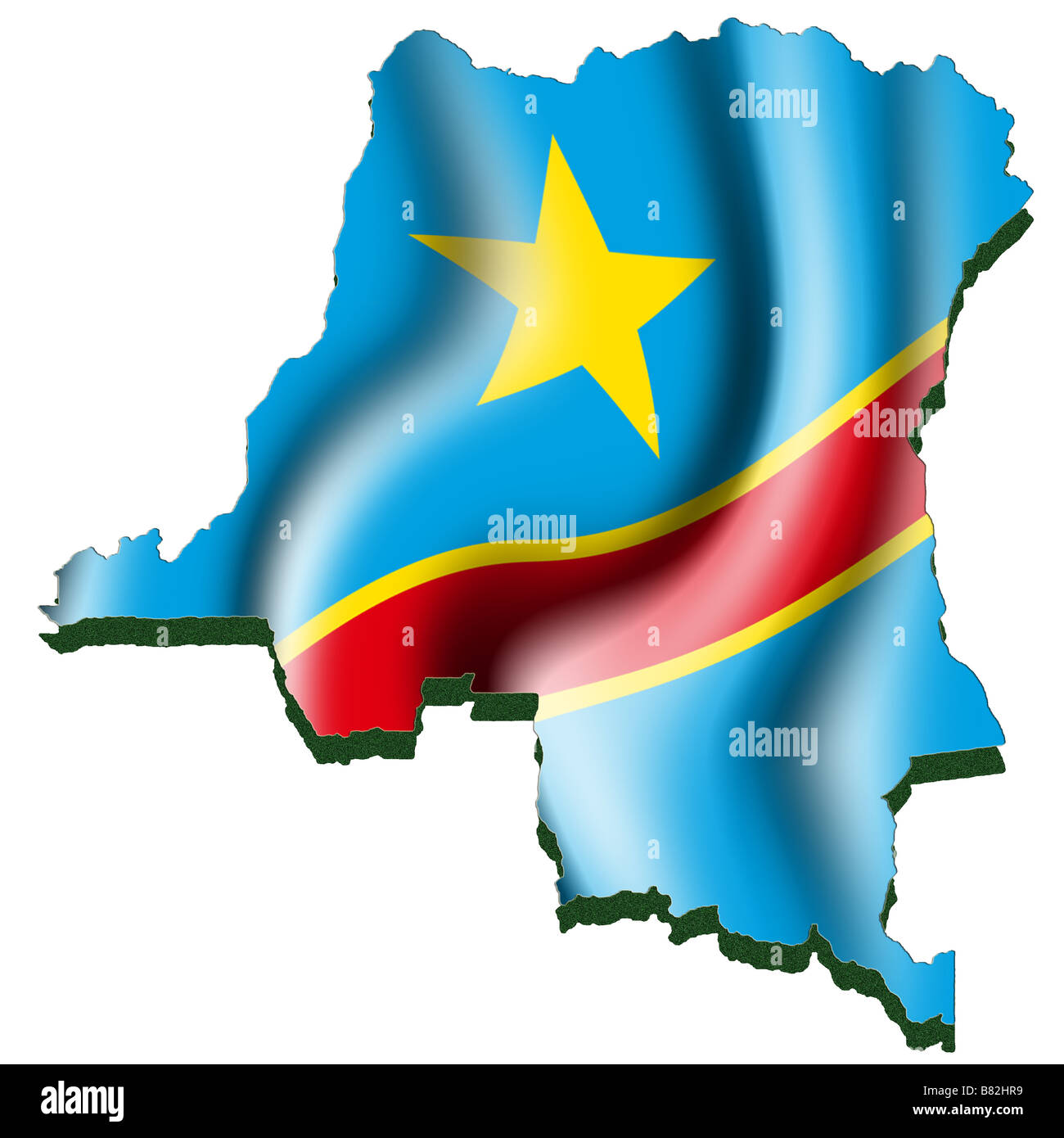 Outline map and flag of Zaire / Democratic Republic of the Congo Stock Photo