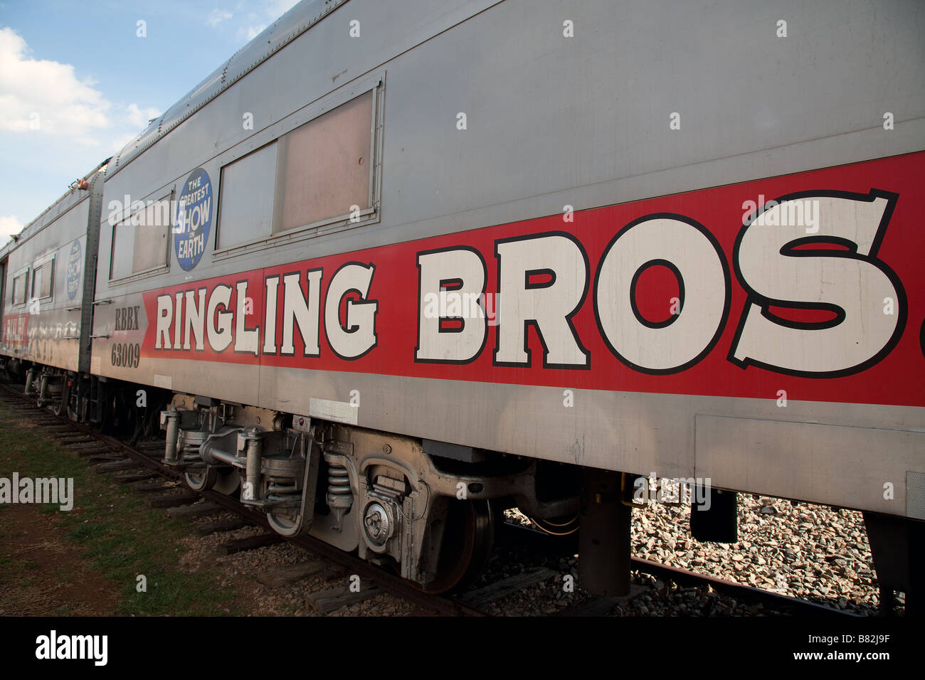 Cars from the Ringling Brothers and Barnum Bailey circus train which