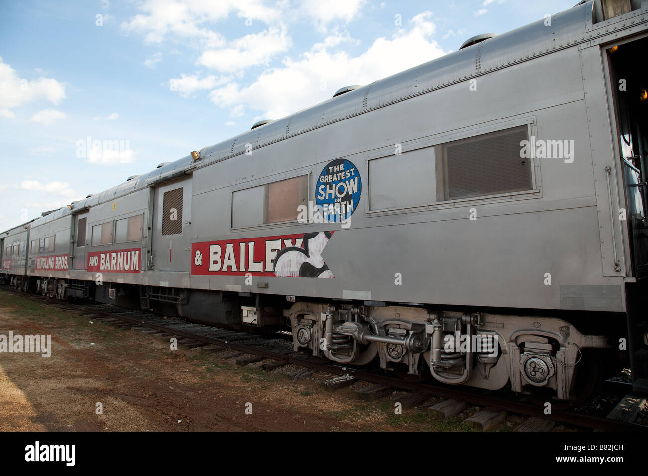 Cars from the Ringling Brothers and Barnum Bailey circus train which