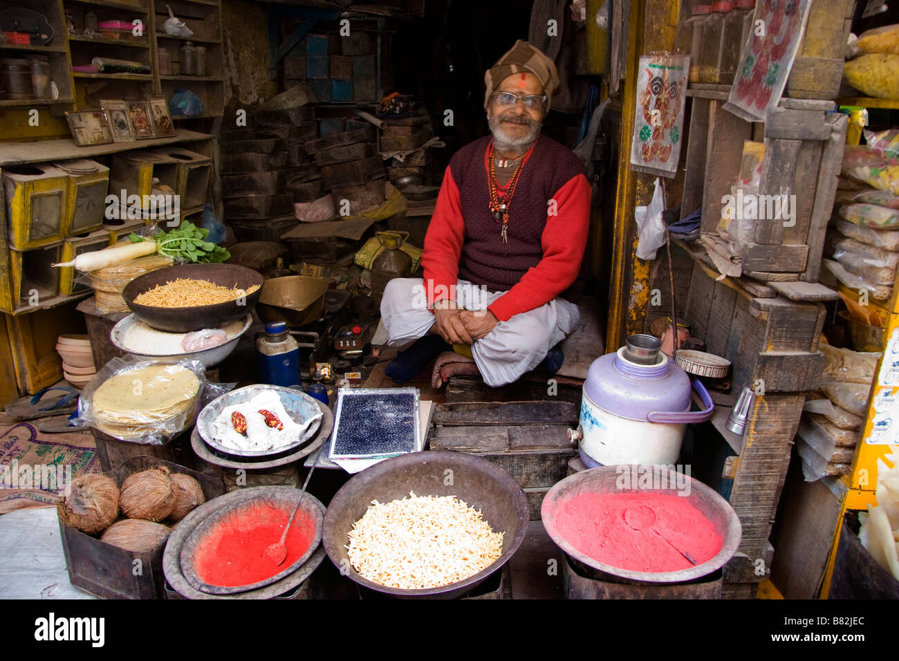 Man sells spices Bazaar Bikaner Rajasthan India Stock Photo Alamy