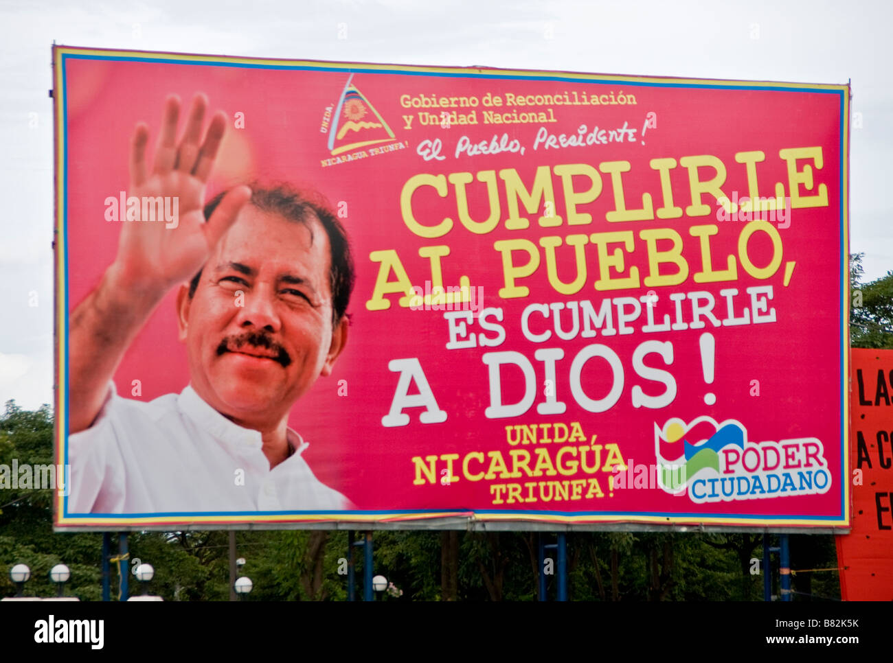 Managua political billboard promoting Daniel Ortega, 'the people's president' Stock Photo
