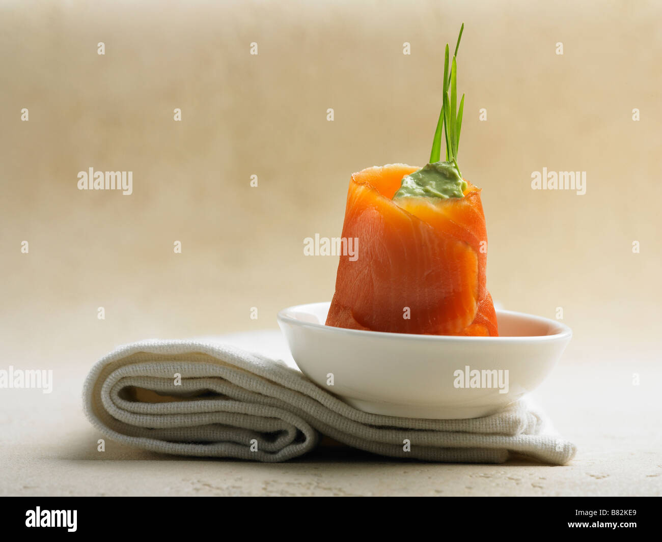 smoked salmon and avocado hors d oeuvre Stock Photo