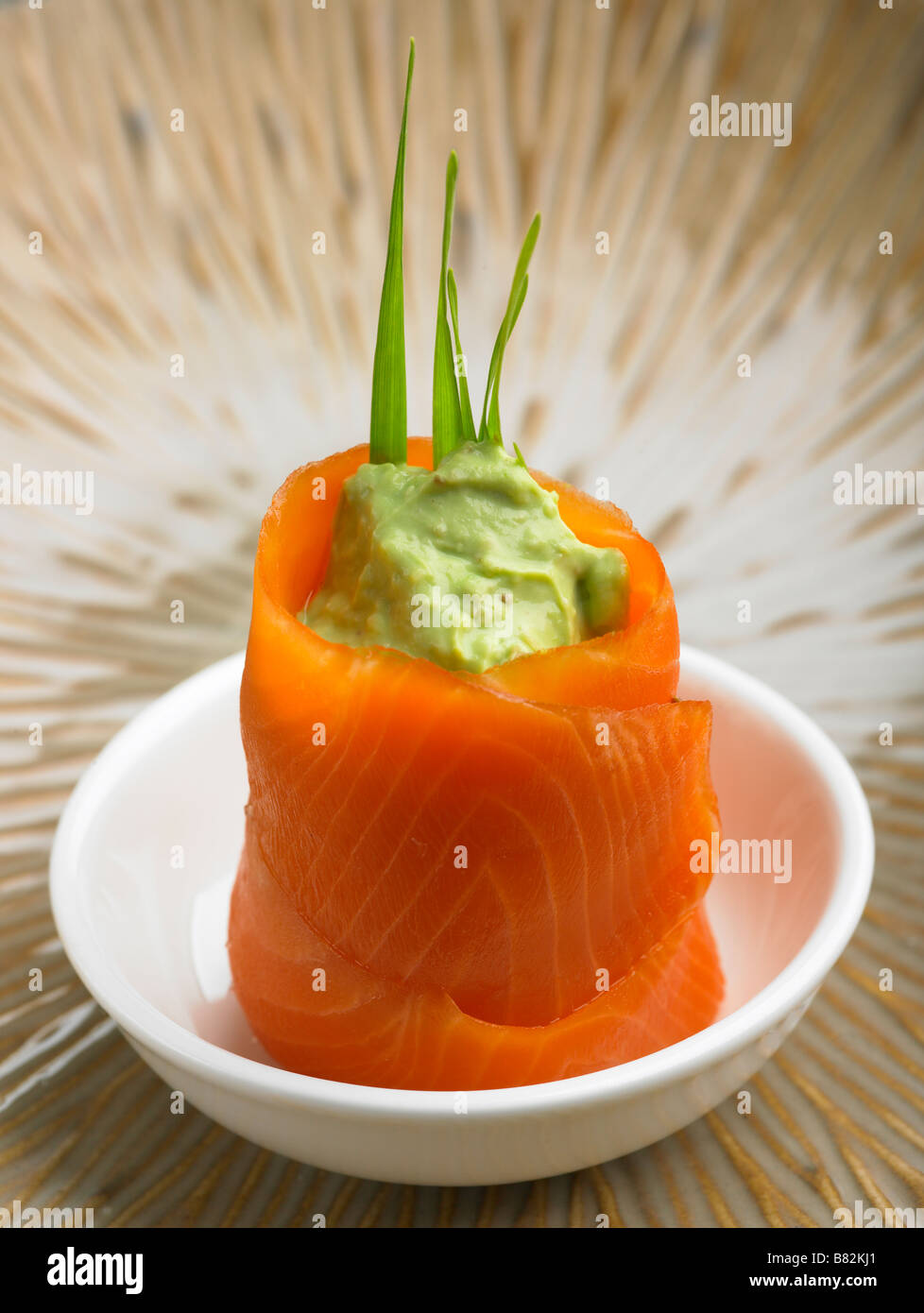 smoked salmon and avocado hors d oeuvre Stock Photo