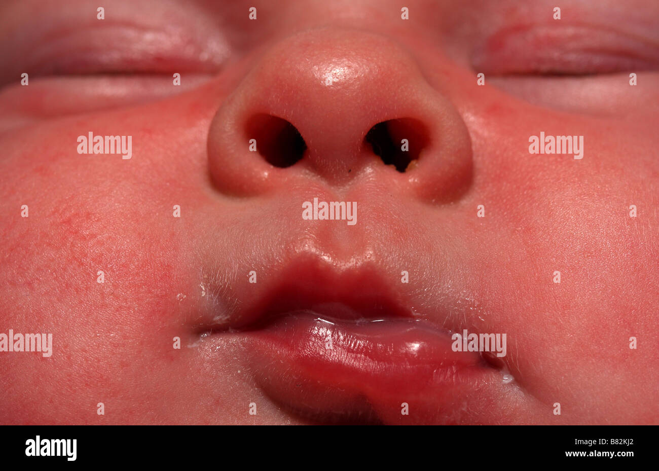 Close up of sleeping baby's face Stock Photo