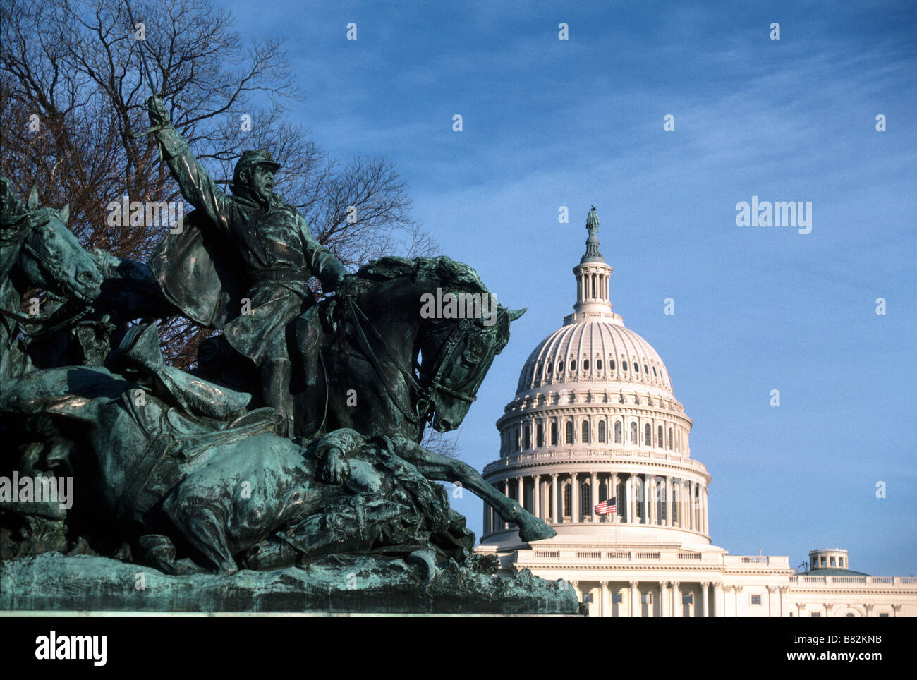 The Capitol Building in Washington DC with surrounding Art Bronze