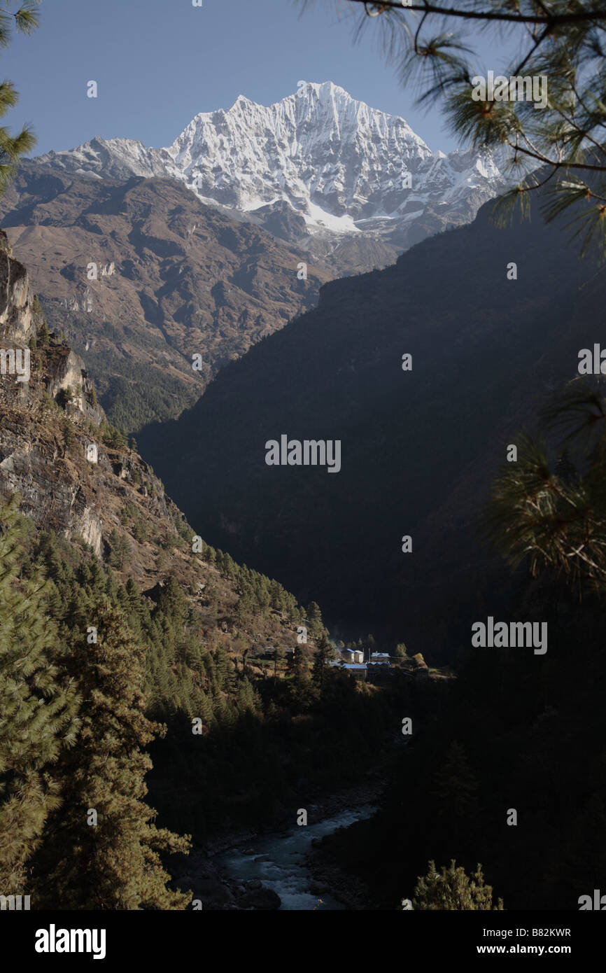 View of the Dudh Koshi river Khubu region Nepal Stock Photo