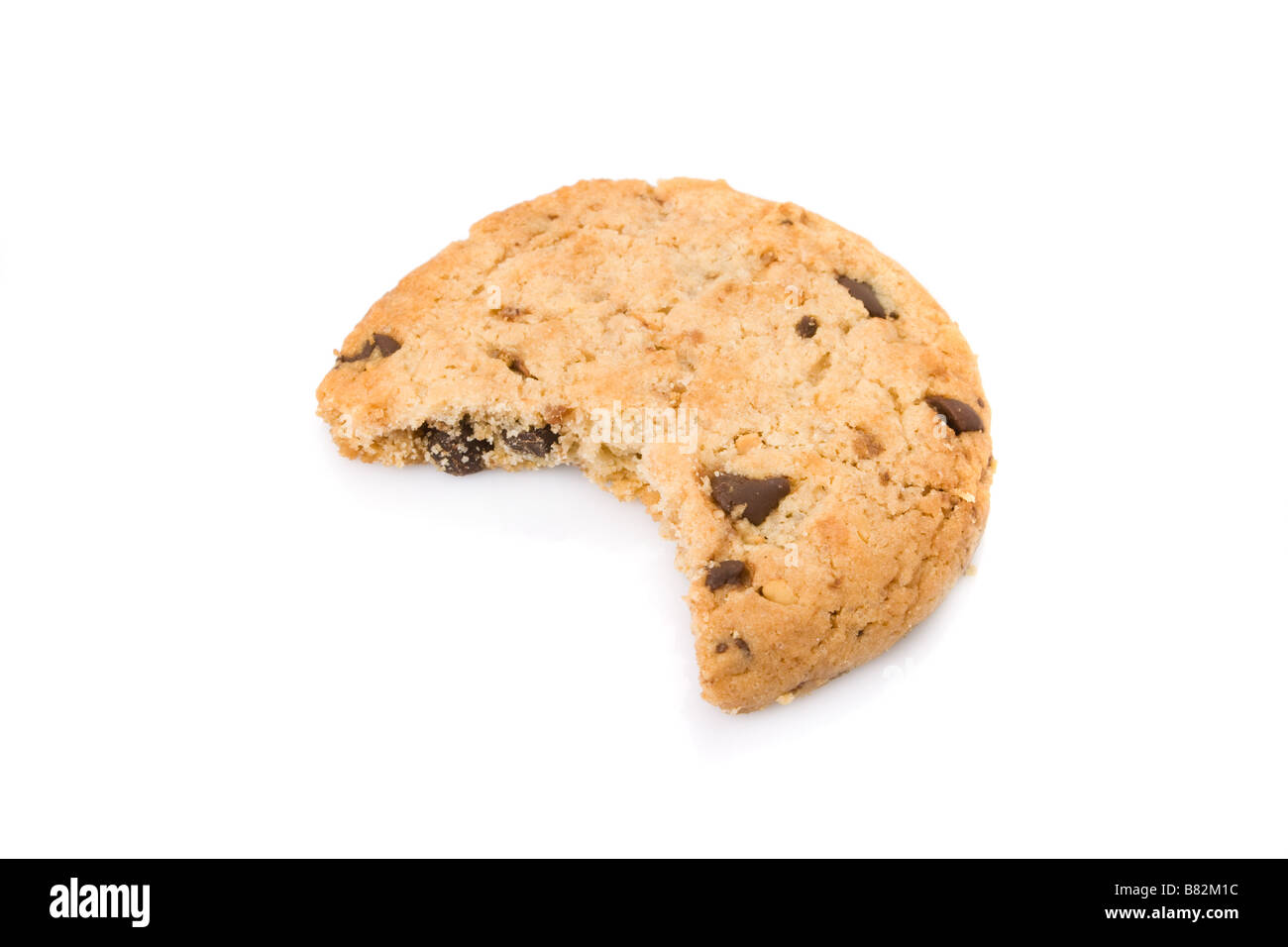 Bitten chocolate chip cookie isolated on white background Stock Photo