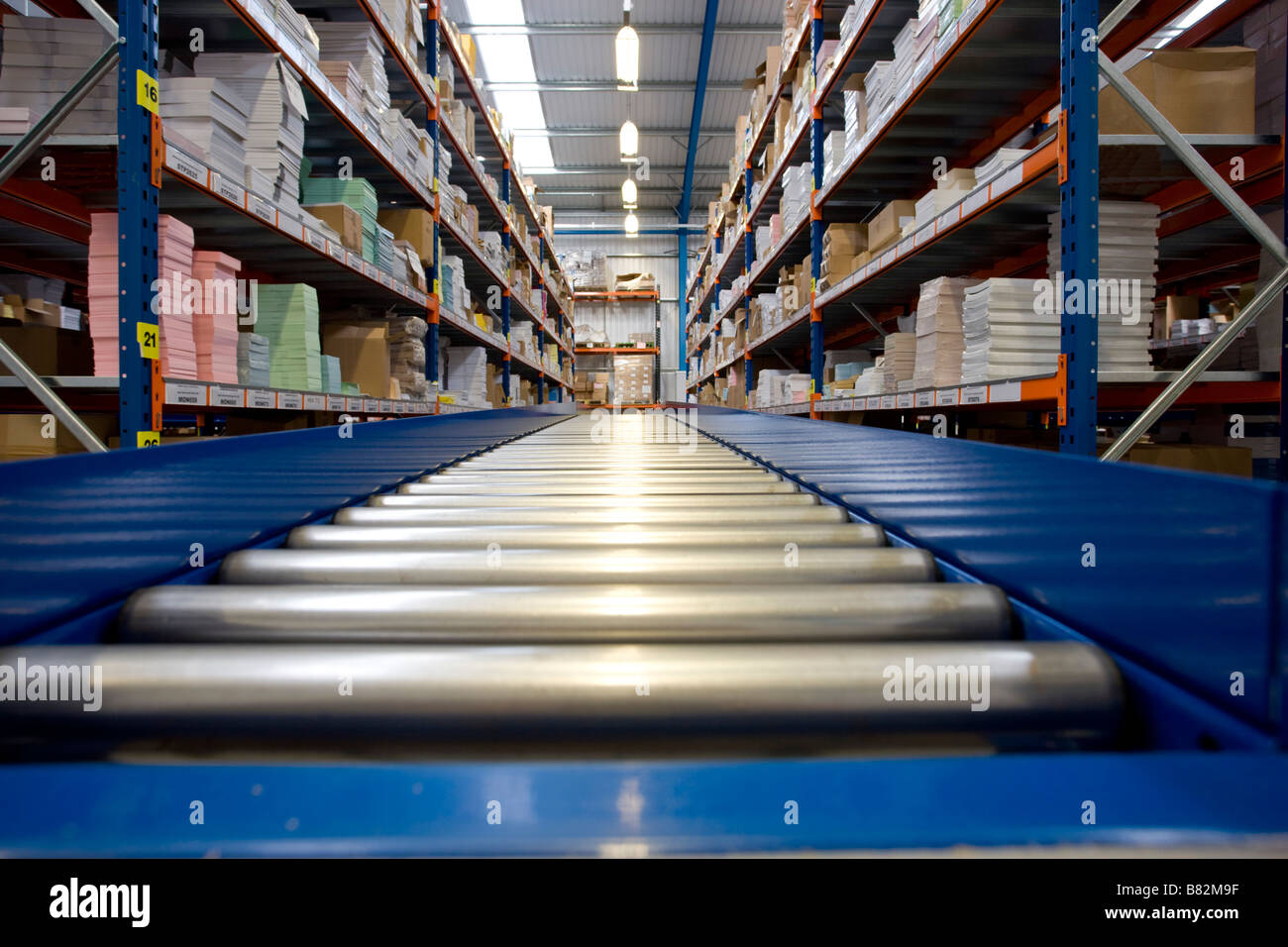 Belt conveyor in warehouse Stock Photo Alamy