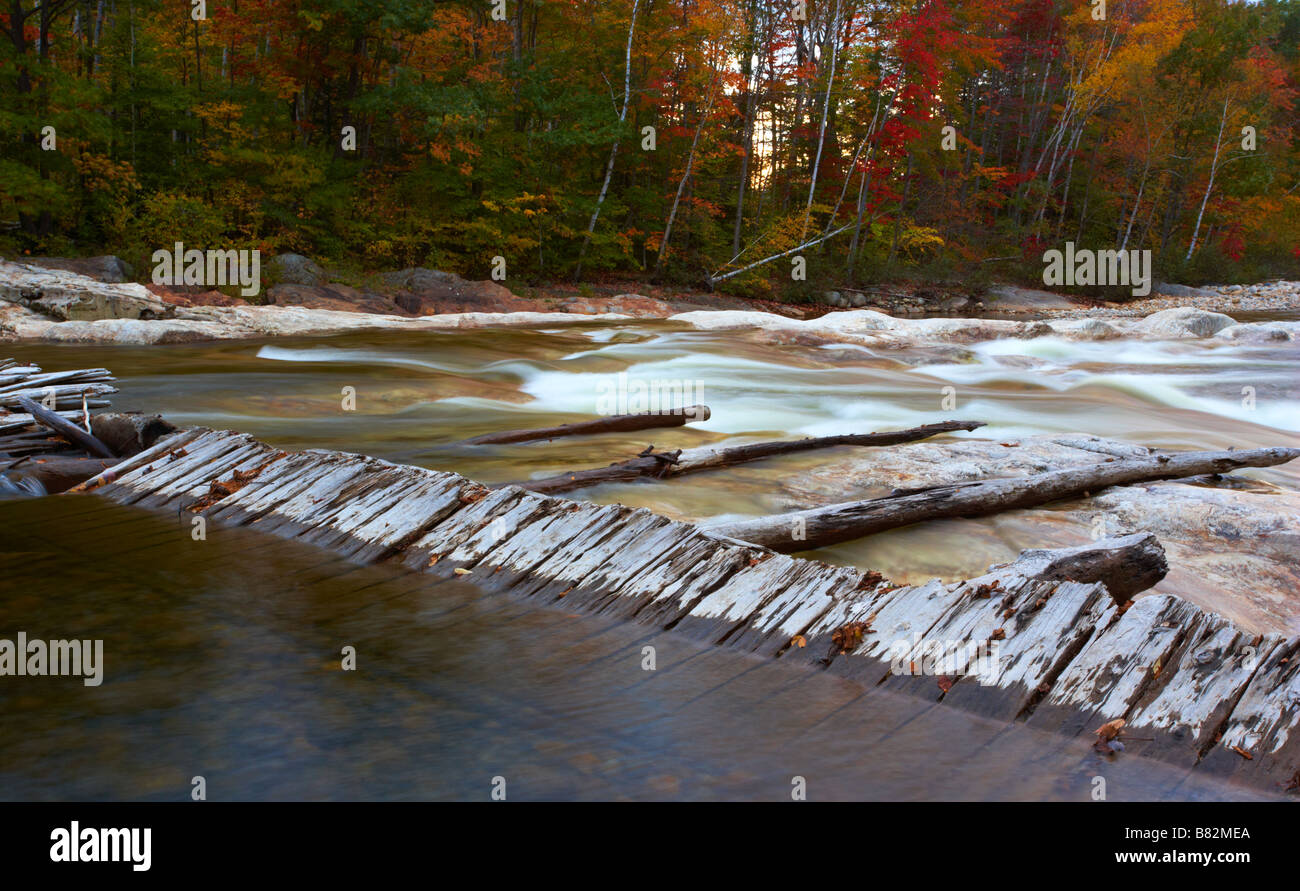 A Dam on the Pemigewasset River at Lincoln Stock Photo Alamy