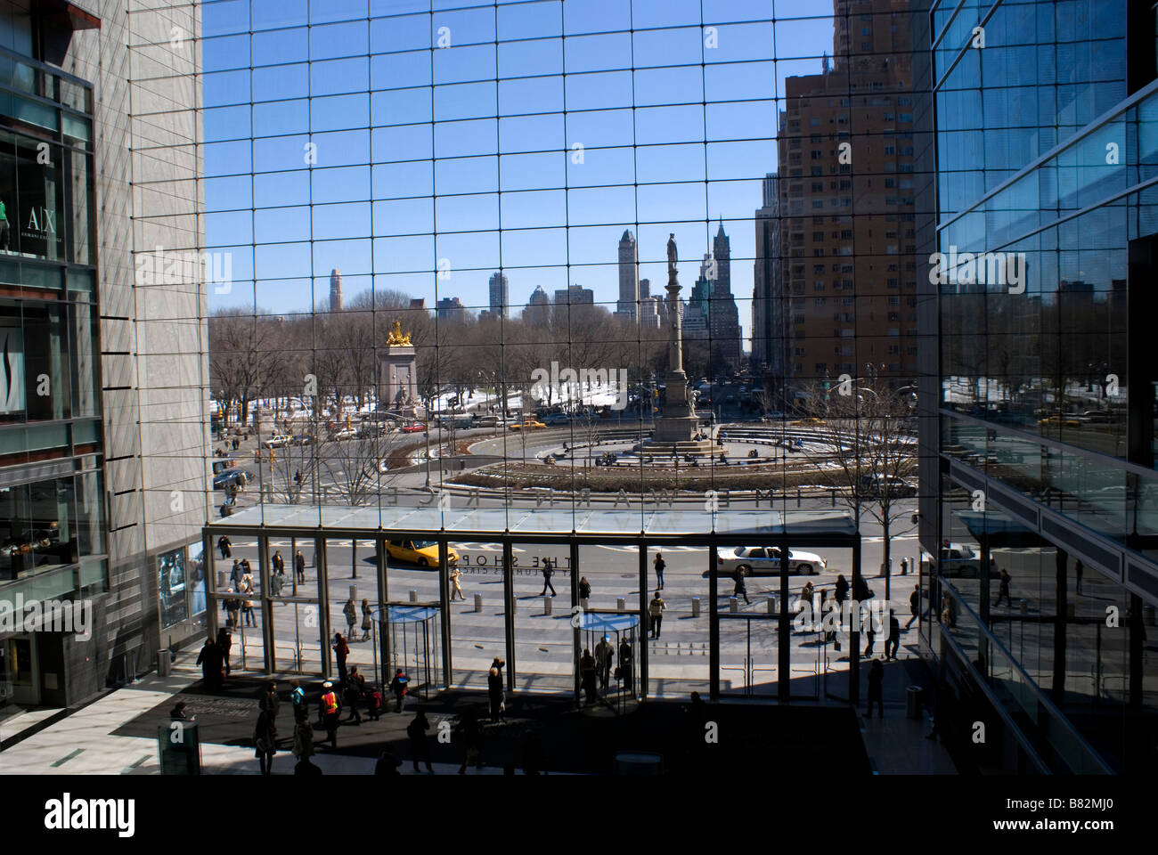 Columbus Circle, Broadway at 59th st, New York City, as seen from lobby of  Time Warner Center Stock Photo - Alamy
