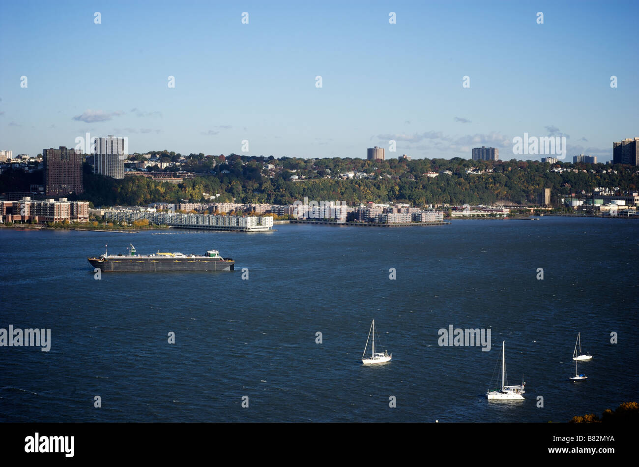 Aerial View of the Hudson River in New York City, USA with Boats and ...
