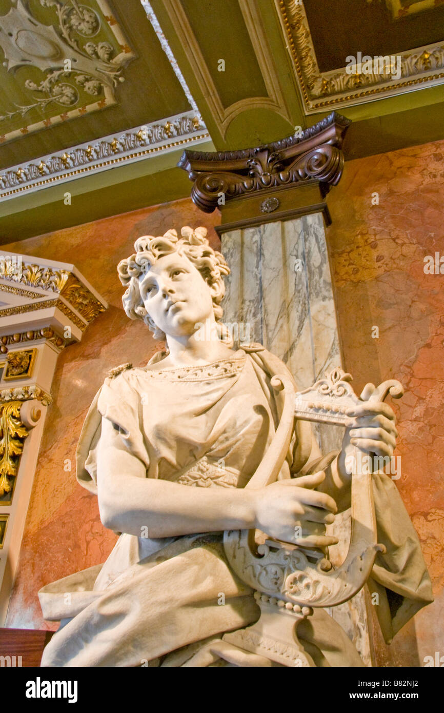 San Jose's National Theater (Teatro Nacional de Costa Rica), statue in the pink marble lobby Stock Photo