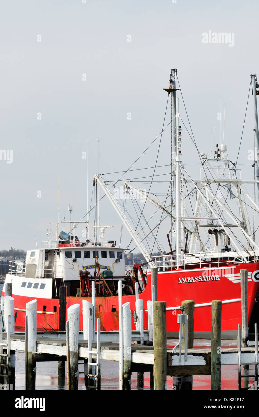 [Commercial fishing boat] the 'Ambassador' docked in Fairhaven Massachusetts on overcast day Stock Photo