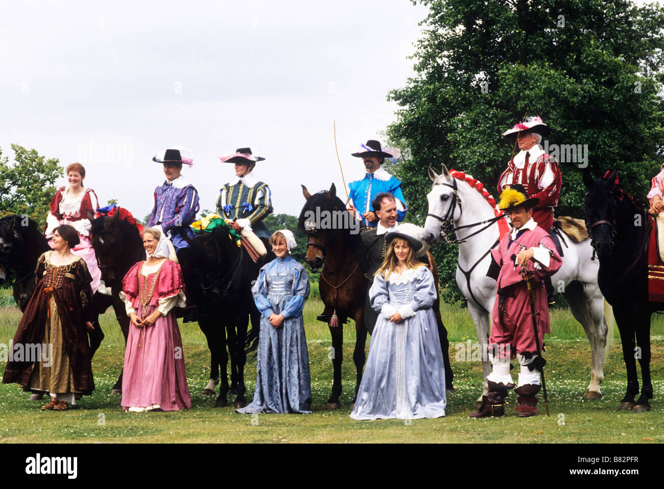 English Civil War Equestrian historical re-enactment horses horse 17th century costume classical equitation dressage man men Stock Photo