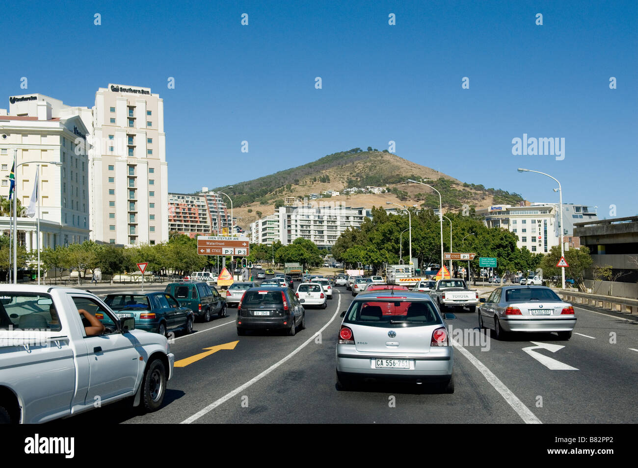 Traffic into Cape Town City South Africa Stock Photo