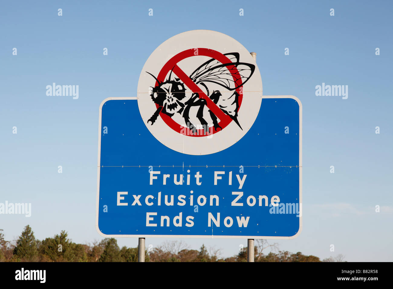 Fruit Fly Excursion Zone Ends Now road sign,New South Wales, Australia