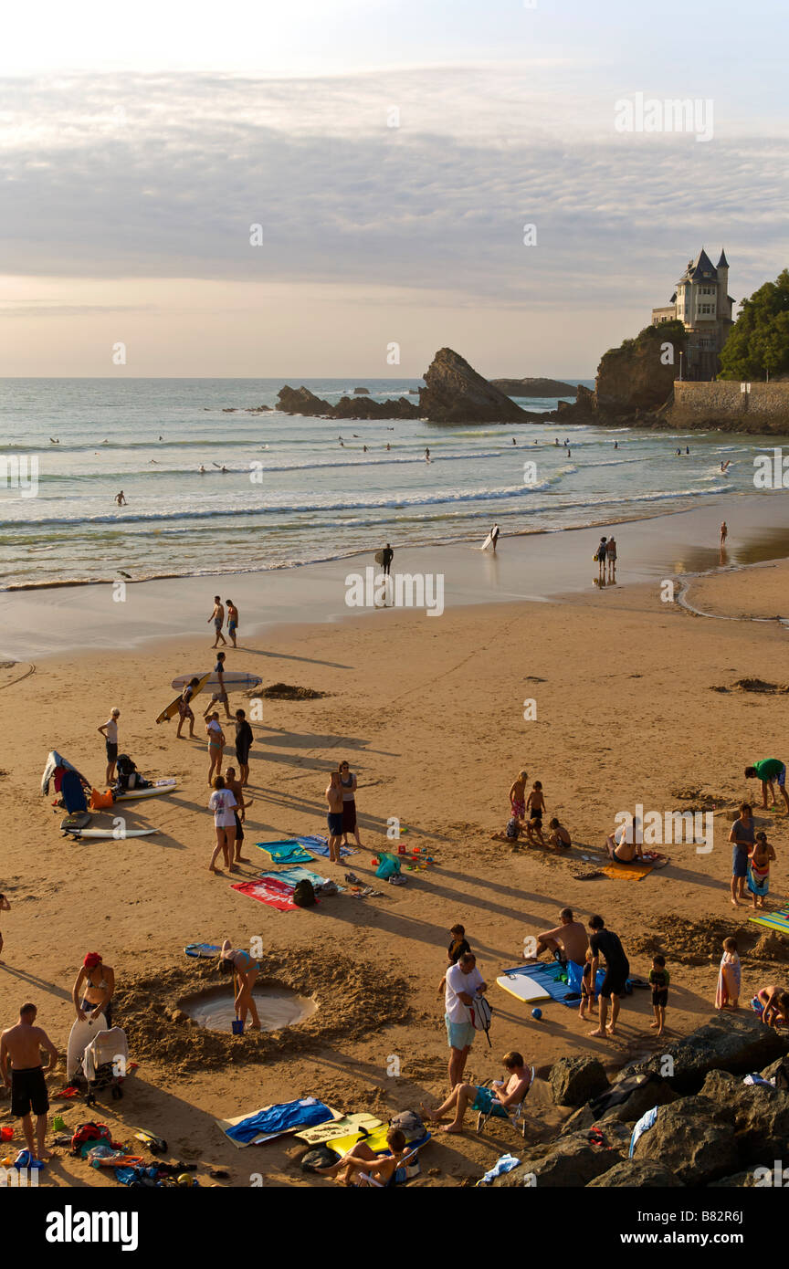 Basques beach in Biarritz france Stock Photo