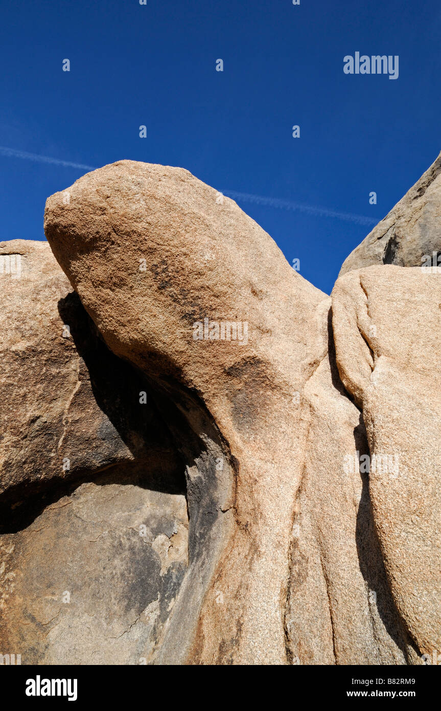 Round boulder rock formation white tank area joshua tree national park california monzogranite Stock Photo