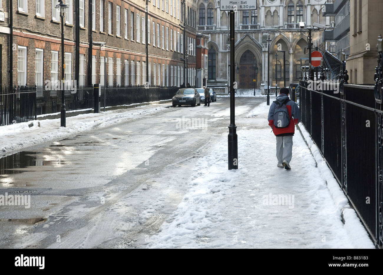 Serle Street, WC2, London after snowfall Stock Photo