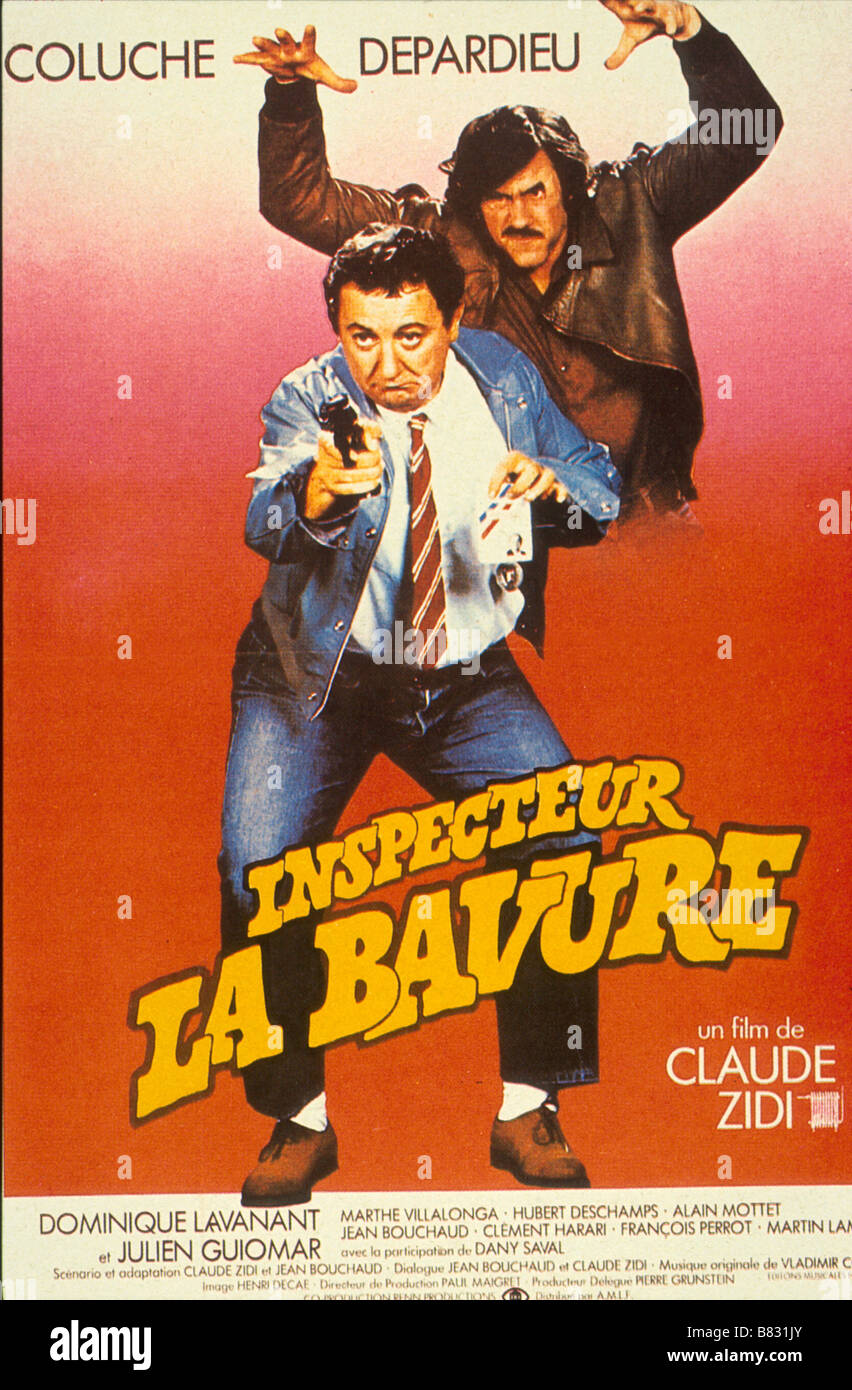 Inspecteur la Bavure  Inspector Blunder Year : 1980 France Coluche , Gérard Depardieu  Director: Claude Zidi Movie poster (Fr) Stock Photo