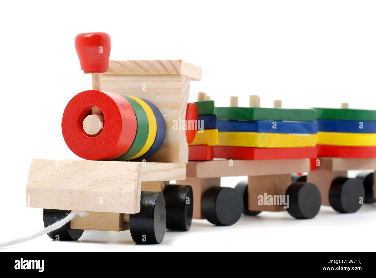 Children s toy A steam locomotive isolated on a white background Stock ...
