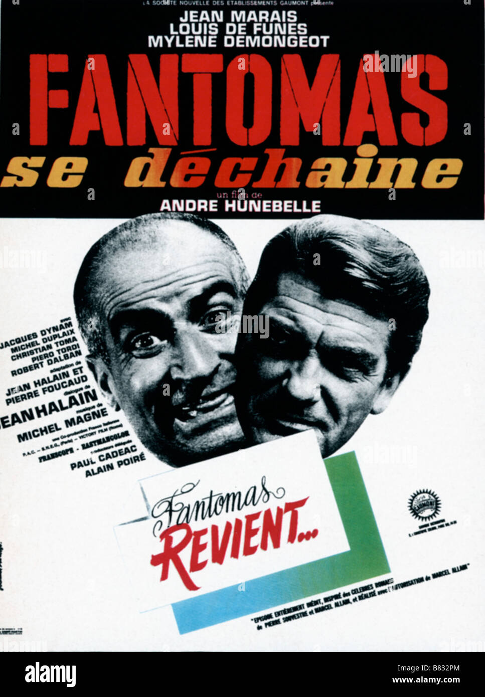 Louis de Funès Jean Marais affiche poster Directors André Hunebelle Haroun  Tazieff Stock Photo - Alamy