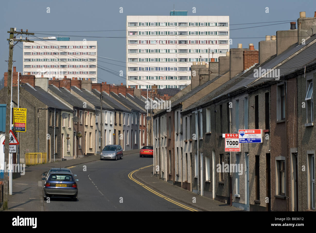 Inver flats and Glynn Road Larne County Antrim. Stock Photo