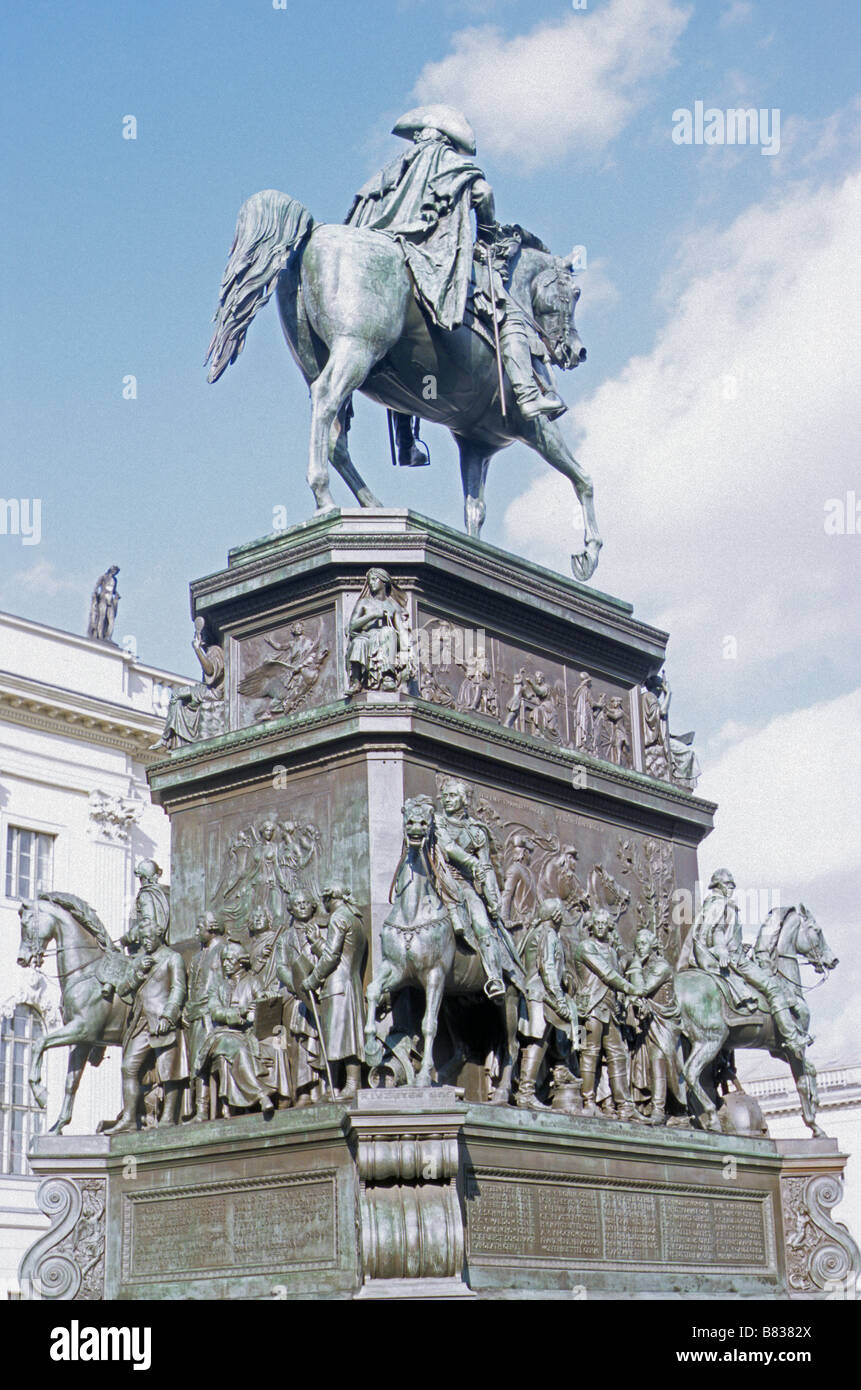 Berlin, Equestrian Statue of Frederick the Great, on Unter den Linden, sculpted by C.D.Rauch. Stock Photo