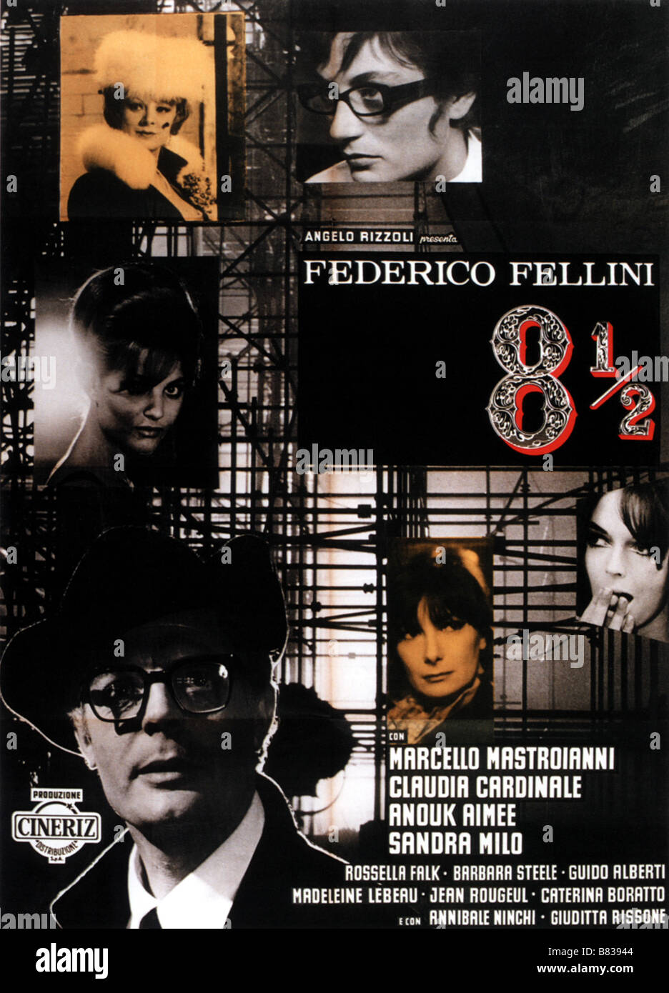 8 1/2 Year: 1963 - Italy Director : Federico Fellini Marcello Mastroianni  Movie poster Stock Photo - Alamy