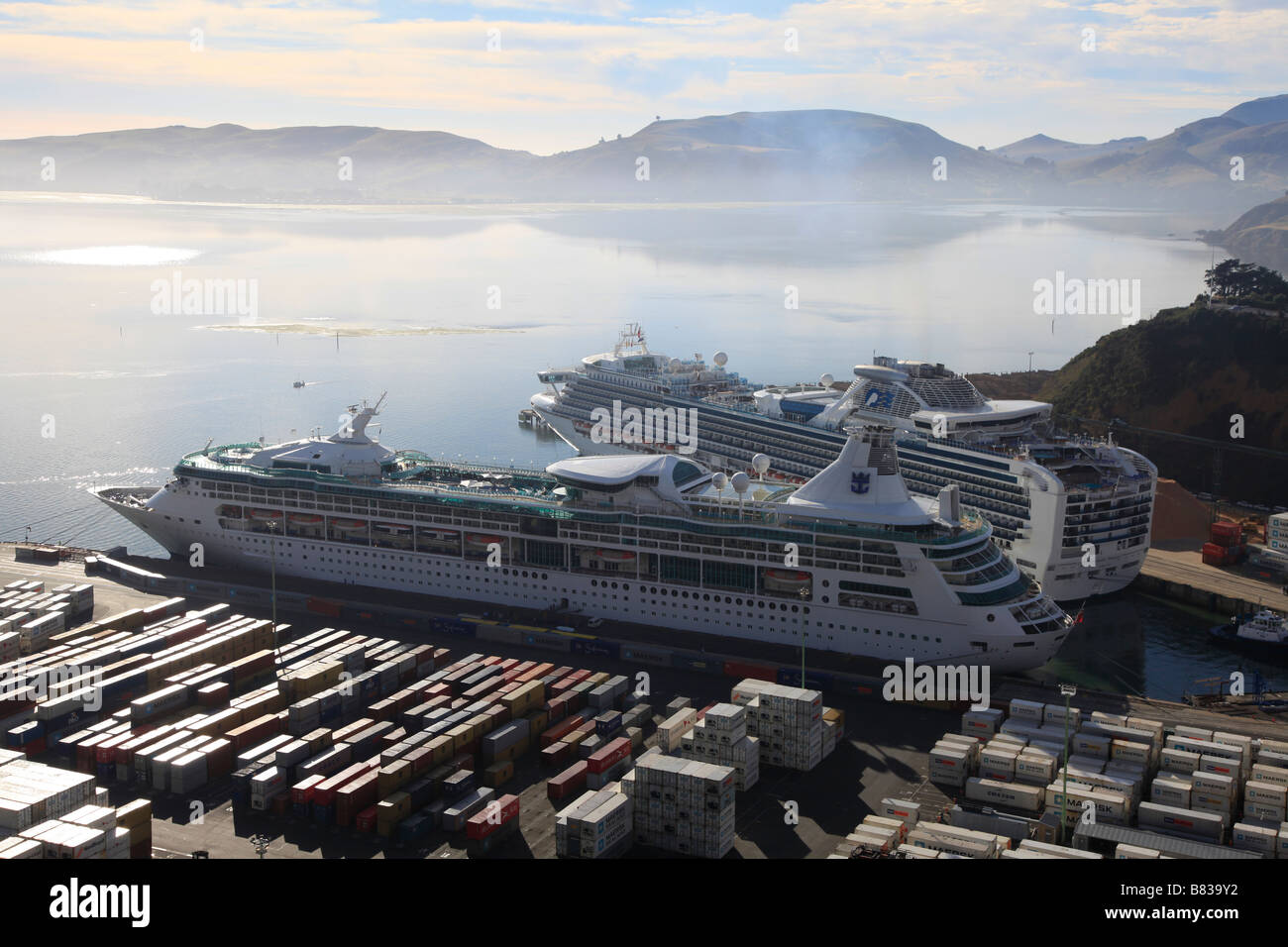 Cruise ships at port,Otago,South Island,New Zealand Stock Photo